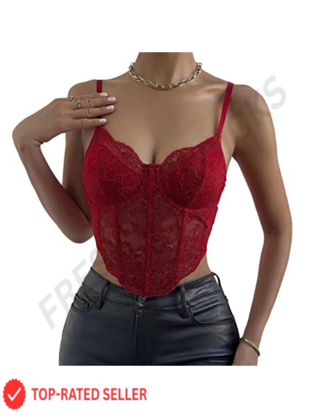 Lace Corset Top V Neck Elastic Straps Bustier for Party Streetwear